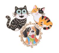 HORIALENCE 3pcs Cute Cat and Dog Enamel Brooches for Backpacks Dresses and Coats Stylish Accessories for School and Holiday Gifting