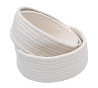 HORIALENCE 3pcs Handmade Cotton Woven Storage Baskets for Laundry and Clothes Organization Knitting Thread Round Bins in White for Bedroom Table and Bedside Use