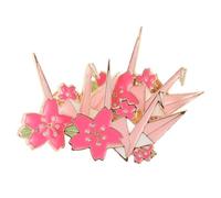 HORIALENCE 3pcs Kawaii Cherry Blossom Origami Crane Brooch Paper Crane Badge Animal Shaped Brooch for Sweater Lapel Pin