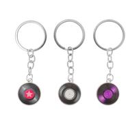 HORIALENCE 3pcs Metal Vinyl Record Keyrings with Creative Retro Design, Multipurpose Record Key Ring Pendant for DIY and Backpack Accessories, Assorted Colour