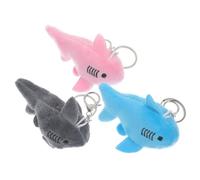 HORIALENCE 3pcs Shark Stuffed Animal Plush Keychain Set with Cartoon Shark Design, Soft Pp Cotton Material and Zinc Alloy Chain, Adorable Bag Backpack Pendant for Sea Life Party Gifts