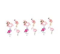 HORIALENCE 3sets Elegant Flamingo Brooch Delicate Alloy Breastpin for Fashionable Women Multi Purpose Clothes Accessory for Weddings Parties and Daily Wear Charming Drip Oil Design 4pcs*3