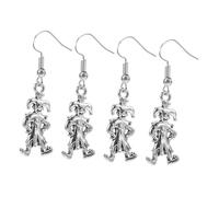 HORIALENCE 4 Pairs Clown Dangle Earrings Vintage Jewelry Carnival Earring with Clown Pendants for Women Teen Cosplay Theater Party Accessories