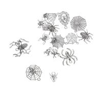 HORIALENCE 48pcs Metal Spider Charms Jewelry Making Set for Halloween Diy Crafts Spooky Mini Spider Pendants Ancient Silver Color for Party Decorations