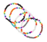 HORIALENCE 4Pcs Beaded Bracelets for Women Aesthetic Charm Bracelets for Lightweight Bohemian Wrist Jewelry Grey
