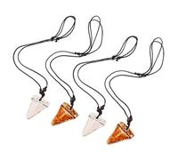 HORIALENCE 4pcs Bone Necklace for Men - Adjustable Thread Pendant, Hawaiian Surfer Jewelry Set with White and Red Brown Carving, Coastal Travel Accessory