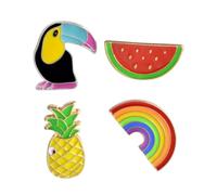 HORIALENCE 4pcs Creative Rainbow Pineapple Brooch Cartoon Toucan Breastpin for Girls Badge Decor for Clothing Sweaters Bags and Accessories