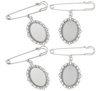 HORIALENCE 4pcs Zinc Alloy Graduation Brooch Set with Lightweight Small Size Charm Pins, Simple Silver Lapel Pins for Wedding and Anniversary Accessories