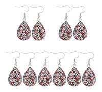HORIALENCE 5 Pairs Playing Poker Card Earrings - Teardrop Dangle Earrings with Poker Pattern - Stainless Steel Drop Dangle Stud for Game Night Card Club