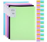 HORIALENCE 5 Pcs Plastic Portfolio Folders with 40 Pockets and Stickers, A4 Display Document Holders with Plastic Sleeves, Sl nd Easy to Carry, for Training Sessions on The Go Use