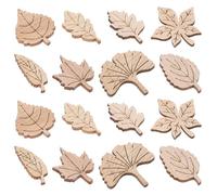 HORIALENCE 50pcs Beige Leaf Pattern Wood Chip Scrapbooking Embellishments, Vintage Style Wood Slices for Journals and Stationery DIY Crafts