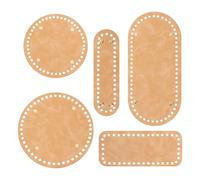 HORIALENCE 5Pcs Bag Bottom Cushion Pads Set PU Leather Oval Round Rectangle Inserts Bag Base Shaper Liners Handbag Apricot Color