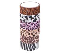 HORIALENCE 6 Rolls Animal Prints Washi Tape Adhesive Tape Assorted Color Paper Material Charming Style Great Adhesion Decorative Features and Diaries