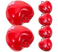 HORIALENCE 6pcs Adorable Red Heart Shape Bells for Diy Jewelry Making Cute Pendant Charms for Necklaces Crafts and Decorations for Valentine Day Christmas and Party Supplies
