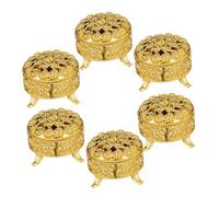 HORIALENCE 6pcs round Pp Candy Boxes with Lid Elegant Vintage Small Trinket Boxes Party Favor Containers for Celebrations and Parties in Golden