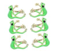 HORIALENCE 6Pcs Unique Green Frog Jewelry for Women Vintage Punk Style Open Design Cute Animal Accessories for Any Occasion