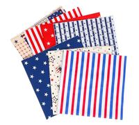 HORIALENCE 7pcs DIY Sewing Fabric Set US Flag Print, 100% Cotton Patchwork Cloth 50x50cm, Handmade Craft Material for Quilting and Creative Textile Projects