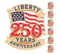 HORIALENCE 7PCS USA 250th Anniversary Pin - Independence Day 2026 Lapel Pins - American Flag Ribbon Brooch -Liberty Bell Alloy Badge for July 4th Parade Party Favor