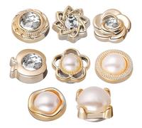 HORIALENCE 8 Pcs No Sew Button Pins Hijab Magnets Trendy Abs Metal Sew-free Design Mix and Match for Veils and Skirts to Decorate and Fix Clothing