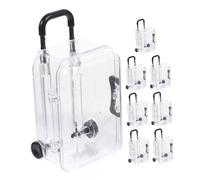 HORIALENCE 8pcs Mini Suitcase Favor Boxes with Handle Small Travel Candy Storage for Wedding Bridal Shower Party Decorations Black Transparent