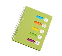 HORIALENCE A5 Side-spiral Thickened Category Notebook Colored Pp Dividers, Medium Green Students Diary Journal Notepad for Office and School Use
