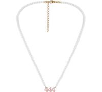 HORIALENCE Angel Digital 444 Pearl Choker Necklace Small Pink Faux Pearl Chain Necklace for Women Trendy Beach and Casual Wear