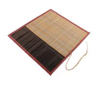 HORIALENCE Bamboo Calligraphy Brush Roll up Wrap Pen Organizer 40x35cm Large Capacity 9 Brush Slots Japanese Art Supplies Storage Case for Painting and Writing
