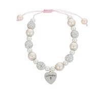 HORIALENCE Baptism Bracelet: Heart Cross Pendant Bracelet Adjustable - To My Goddaughter First Communion Jewelry - Christening Keepsake