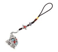 HORIALENCE Buddhist Elephant Pendant Charm Buddhism Keychain Fortune Amulet Car Rear View Mirror Hanging Accessories Vintage Feng Shui Decoration for Home and Car