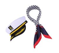 HORIALENCE Captain Hat and Scarf Set Versatile Sea Captain Costume Accessories for Men and Women for Themed Parties Performances and Casual Wear Made From Comfortable Velour