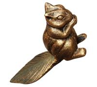 HORIALENCE Cast Iron Door Stop Decorative Squirrel-Shaped Weighted Doorstop Anti-Collision Wall Protector for Bedroom Mute Door Stopper Golden Cast Iron