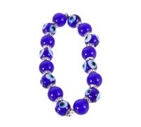 HORIALENCE Crafted Glass Bead Evil Eye Bracelet Comfortable Wrist Jewelry Blue Agate Design Thoughtful present for Loved Ones Meticulous Rhinestone Detailing Unique Charm Bracelet