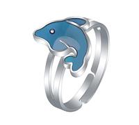 HORIALENCE Creative Dolphin Design Thermochromic Color Changing Finger Ring for Costume Props Cartoon Novelty Jewelry Comfortable Durable for Halloween Theme