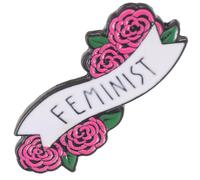HORIALENCE Creative Rose Flower Brooch with Feminist Letters Design Pin for Clothing Decor Unique Corsage for Special Occasions and Everyday Wear