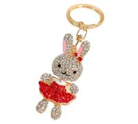 HORIALENCE Crystal Rhinestone Metal Rabbit Keychain Cute Cartoon Bunny Pendant for Backpack Bag Decor Shiny Red Rabbit Keyring Gift for Family and Friends