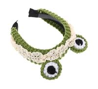 HORIALENCE Cute Frog Headband for Washing Knitted Hair Band for Women Slip Design for Skincare Yoga Comfortable and Playful Big Eye Headpiece Green