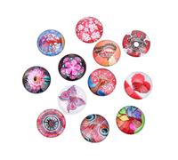 HORIALENCE Decorative Accessories Random Color for Creating Wine Charms and Keychains Glass Gems Sticker round Patches 20pcs with Floral Pattern Fine Workmanship for Pendant Jewelry Making