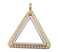 HORIALENCE DIY Triangle Photo Pendant with Rhinestone Detail Unique Jewelry Ornament for Creative Crafting for Making Necklaces and Bracelets Gold Finish