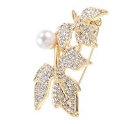 HORIALENCE Double Maple Leaf Pearl Brooch for Women Versatile Badge Pin for Clothing Elegant Sweater Clip Jewelry for Autumn Leaves and Thanksgiving Accessories