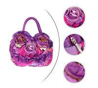 HORIALENCE Flower Hand Sewn Design Women Handbag with Zipper Casual Tote Bag for Shopping and Daily Use PE Pad Bottom for Shape and Load Bearing Canvas Purse Mothers and Elders