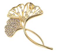 HORIALENCE Ginkgo Brooch Leaf Brooch Luxurious Alloy Rhinestone Showcase Luxury Not Easy to Deform Women Business Masquerades Elegant Design Pin