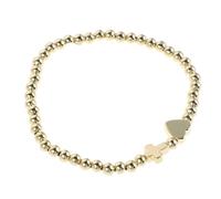 HORIALENCE Gold Beaded Cross Bracelets for Women - Heart Charm Wristband - Stretchable Alphabet C Bracelets for Women Men Christian Jewelry Faith