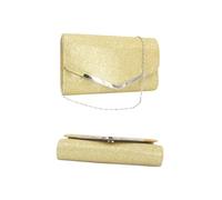 HORIALENCE Golden Evening Clutch Handbag for Women with Chain Medium Capacity Fashion Purse for Wedding Party and Formal Events Envelope Bag