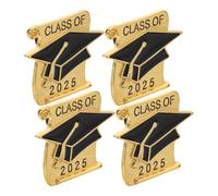 HORIALENCE Graduation Cap Pins for Graduation Season 4 Pcs Zinc Alloy Brooches with Elegant Design Resistant to Fading Class of 2025 Lapel Pin, Versatile Accessory that Can be Pinned