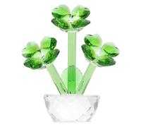 HORIALENCE Green Four-leaf Clover Crystal Ornament for Home Desktop Decor