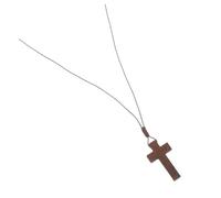 HORIALENCE Hand-carved Wooden Cross Pendant Necklace Long Cross Choker for Men Women Fashion Jewelry