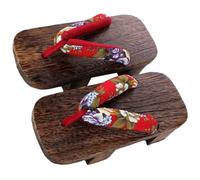 HORIALENCE Japanese Wooden Clogs Slippers for Women Delicate Wooden Sandals with Fine Craftsmanship Comfortable Outdoor and Indoor Fashion Footwear Stylish Traditional Decorative Shoes Coffee