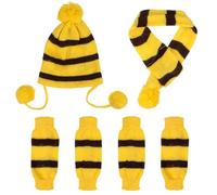 HORIALENCE Knitted Winter Dog Scarf and Hat Set for Christmas Photo Taking, Woolen Yarn Warm Accessories, Easy to Put, Beautiful Look in Yellow and Brown for Small Dogs