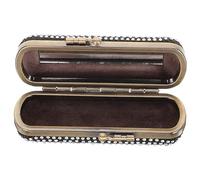 HORIALENCE Lipstick Case Mirror Black Vintage Alloy Travel Lipstick Holder for Purse and Jewelry Storage Anti-Break Portable Makeup Organizer