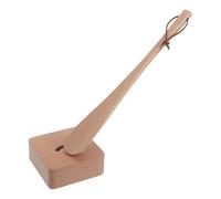 HORIALENCE Long Handled Wooden Shoehorn Designed to Avoid Accidental Scratches, with Sturdy Stable Base 30cm Wood Shoe Spoon for Seniors, Men and Women, for Home Use